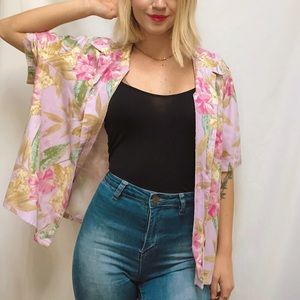 Floral button up t-shirt